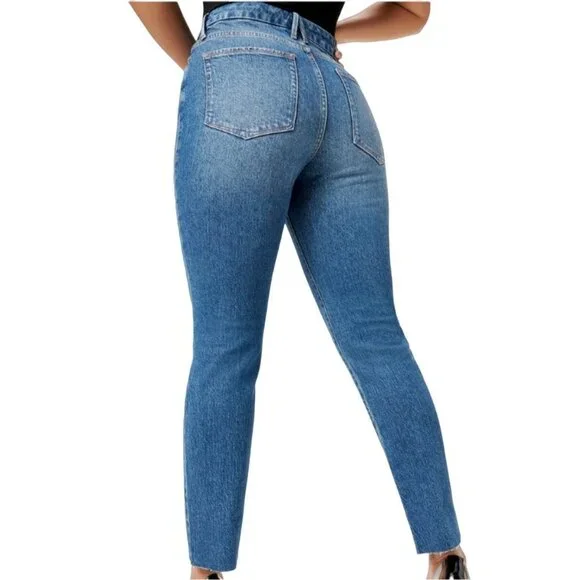 Good American Good Classic Raw Hem Medium Wash Women's 4/27 - Picture 2 of 14